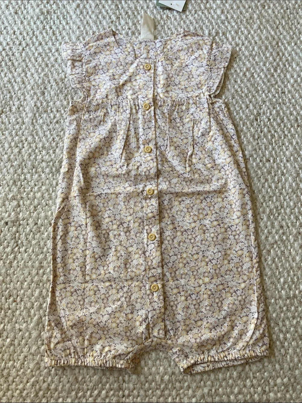 NWT organic cotton H&M Yellow and Purple Floral Button Romper